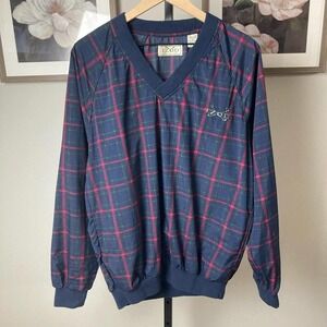 Vintage Navy and Red Plaid IZOD golf windbreaker Size Small